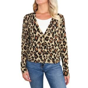 Charter Club Vintage Leopard Print Cardigan Sweater Medium